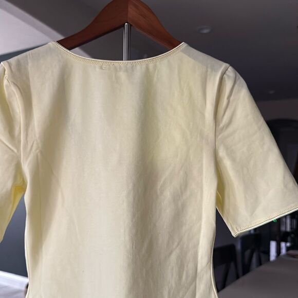 NWOT Free People High Noon Bodysuit Yellow Short Sleeves Scoop Neck S Cotton - Picture 10 of 15